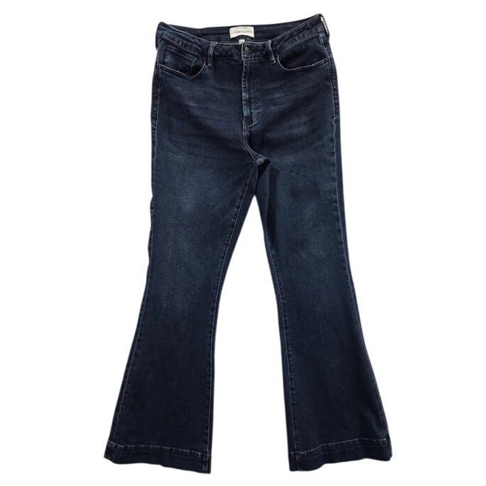 Dear John Denim Flare Jeans Women's Size 32 Dark Wash Stretch High Mid Rise Blue